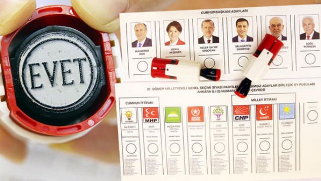 Yüksek Seçim Kurulunca (YSK), 24 Haziran'da yapılacak 27. Dönem Milletvekili Genel Seçiminde kullanılacak oy pusulalarında 'EVET' veya 'TERCİH' mühürlerinin basıldıkları yerlere göre ortaya çıkabilecek muhtemel sonuçları ve oyun geçerli geçersiz sayılmasına ilişkin durumları gösteren örnek oy pusulası şablonları hazırlandı.