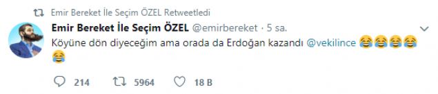  Cumhurbaşkanı ve 27. Dönem Milletvekili Seçimi'nin resmi olmayan sonuçlarına göre , Recep Tayyip Erdoğan Başkan olarak seçildi.. Sosyal medyada hem seçim dönemi hem de sandıklar açıldıktan sonra boş durulmadı işte birbirinden ilginç ve komik capsler.. 