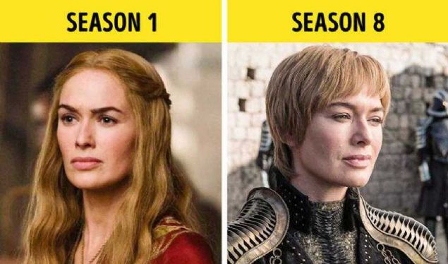 Milyonlarca insanın büyük bir merakla izlediği ve bir çok izleyici tarafından beğenilmeyen bir şekilde 8. sezonunda final yapan Game of Thrones dizisinde rol alan oyuncuların 1. sezondan final sezonuna kadar geçen zamandaki değişimleri... <br><br> Cersei Lannister
