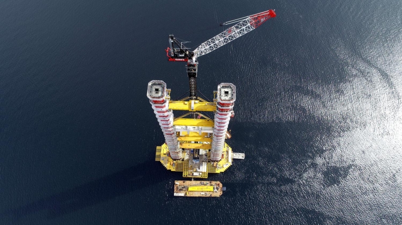 Kesona montaj tamamlanan alma platformu zerinde ykselen vin ile her bir blok paralar halinde yukar ekilirken, burada montaj yaplyor. 14'nc bloklarn arasna ilk ba kiriinin montaj da yakn zamanda tamamland. 