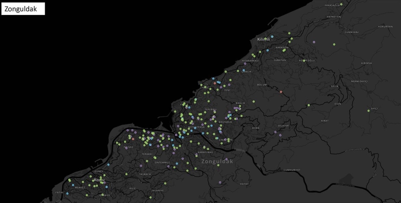 <p><b>ZONGULDAK KORONAVRS HARTASI VAKA DAILIMI</b><br></p>