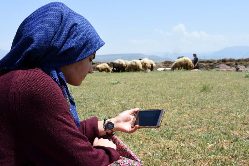 <p>'EBA'da hocaların gönderdiği çalışmaları yapıyorum. Koyunları otlatırken ben ve ablam derslerimizi canlı takip ediyoruz. Ablam şimdi koyunların başında bekliyor, ben dersimi takip ediyorum, sonra ben koyunlara bakacağım, ablam derslerini izleyecek. Zamanımızı böyle değerlendiriyoruz.'</p>
