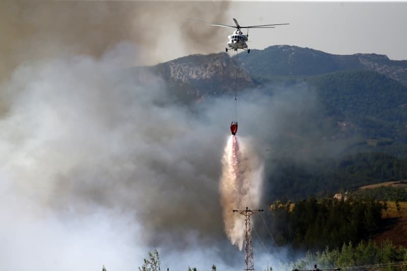 <p>Tarım ve Orman Bakanı Bekir Pakdemirli, Adana'nın Kozan ilçesinde devam eden orman yangınına müdahaleyi havadan izledi. </p>
