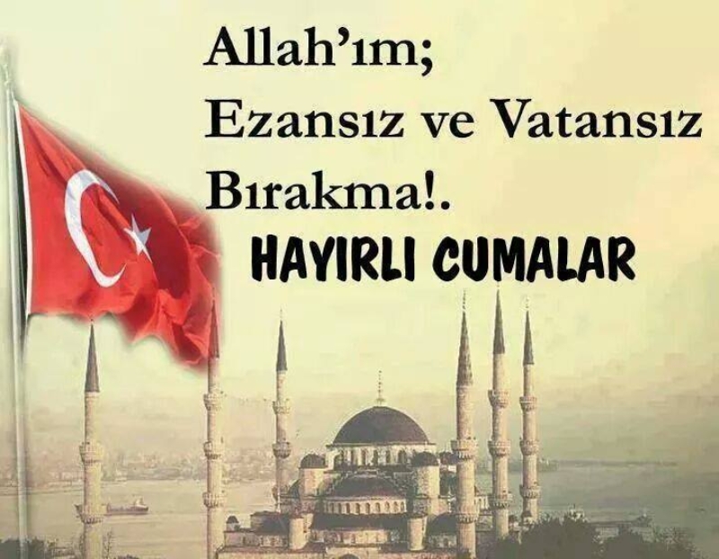 <p>slam gibi bir dinimiz, Hz. Muhammed (s.a.v) gibi bir peygamberimiz ve mbarek bir Cuma gnmz var. Allah(c.c) dostu, cennetlik kullardan olup dinimize kredip iman edenlerden yap bizleri Yarabbi. Herkese Hayrl Cumalar olsun.</p><p>Allah’m dilimizden ve gnlmzden adn eksik etme Bizlere senin sevdiklerinin arasnda olmay ve cemalini grebilmeyi nasip et. Hayrl Cumalar…</p><p><br></p>