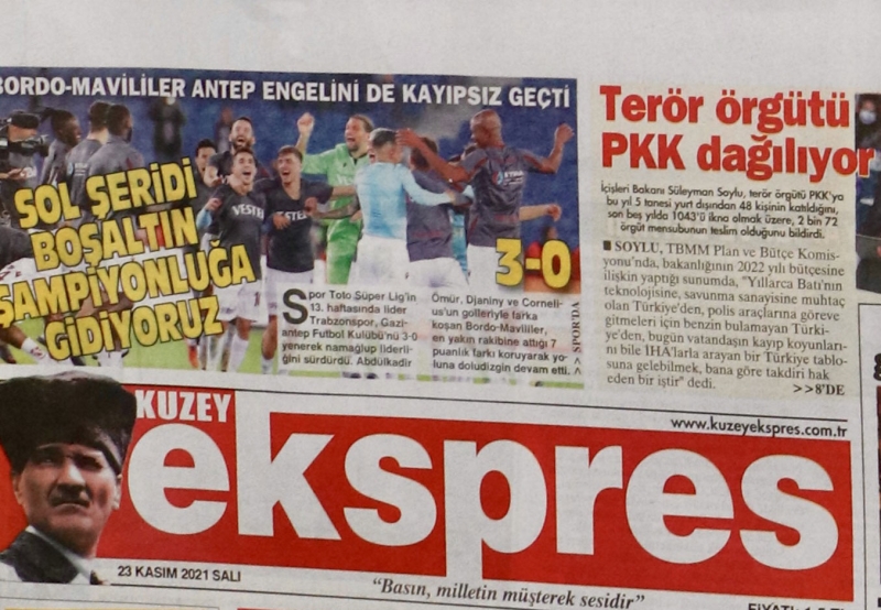 <p><b>Kuzey Ekspres</b> gazetesi de ilk sayfada <b>'Sol şeridi boşaltın şampiyonluğa gidiyoruz.'</b> başlığıyla liderliği okuyucularına duyurdu.</p>