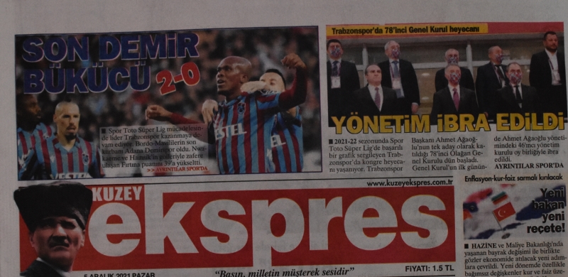 <p>Kuzey Ekspres gazetesi de ilk sayfasındaki haberde, 'Son demir bükücü: 2-0' başlığına yer verdi. </p>
