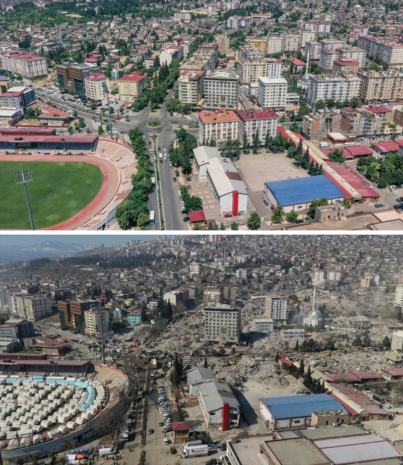 <p>Ekibin deprem öncesi ve sonrasında aynı yerden çektikleri görseller, 'asrın felaketi'nin kentte yarattığı yıkımı gözler önüne seriyor.</p>