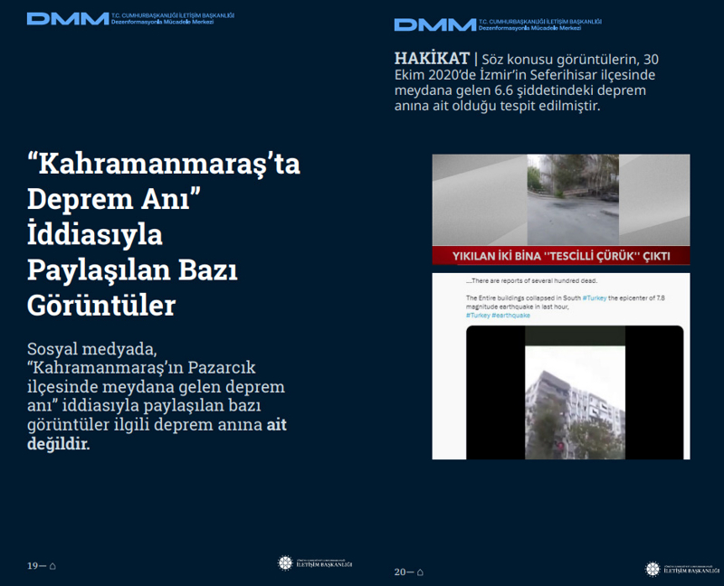 <p><b>'Kahramanmaraş'ta Deprem Anı' İddiasıyla Paylaşılan Bazı Görüntüler</b><br><br>Sosyal medyada, 'Kahramanmaraş'ın Pazarcık ilçesinde meydana gelen deprem anı' iddiasıyla paylaşılan bazı görüntüler ilgili deprem anına ait değildir.<br><br><b>HAKİKAT </b>| Söz konusu görüntülerin, 30 Ekim 2020'de İzmir'in Seferihisar ilçesinde meydana gelen 6.6 şiddetindeki deprem anına ait olduğu tespit edilmiştir.<br></p>