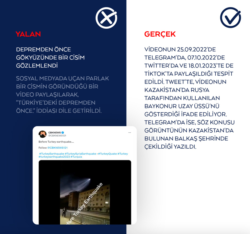 <p>Sosyal medyada uçan parlak bir cismin göründüğü bir video paylaşılarak, 'Türkiye'deki depremden önce.' iddiası dile getirildi.</p>