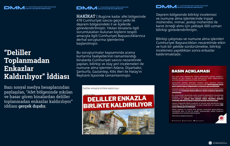<p>Deprem bölgesinde bilirkişi incelemesi ve numune alma işlemlerinde inşaat mühendisi, mimar, jeoloji mühendisi ile karot örneği alımı için yaklaşık 600 uzman bilirkişi görevlendirilmiştir. Bilirkişi çalışması ve numune alma işlemleri Cumhuriyet Başsavcılıkları nezaretinde etkin ve hızlı bir şekilde sürdürülmekte, bilirkişi incelemesi yapıldıktan sonra enkazlar kaldırılmaktadır.</p>