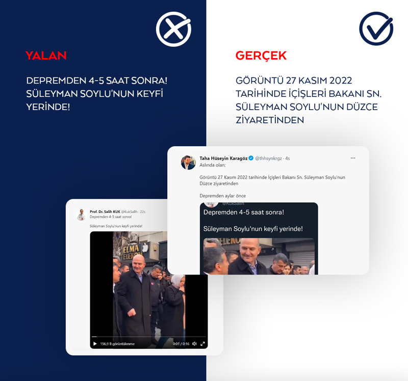 <p>'Depremden 4-5 saat sonra! Süleyman Soylu'nun keyfi yerinde!' iddiasıyla paylaşılan fotoğraf, Bakan Soylu'nun 27 Kasım 2022 tarihinde Düzce'ye yaptığı ziyarette çekildi.</p>