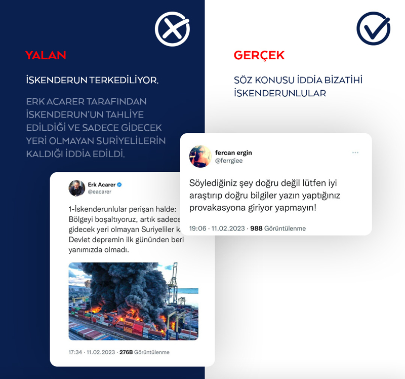 <p>Erk Acarer tarafından İskenderun'un tahliye edildiği ve sadece gidecek yeri olmayan Suriyelilerin kaldığı iddia edildi.</p>