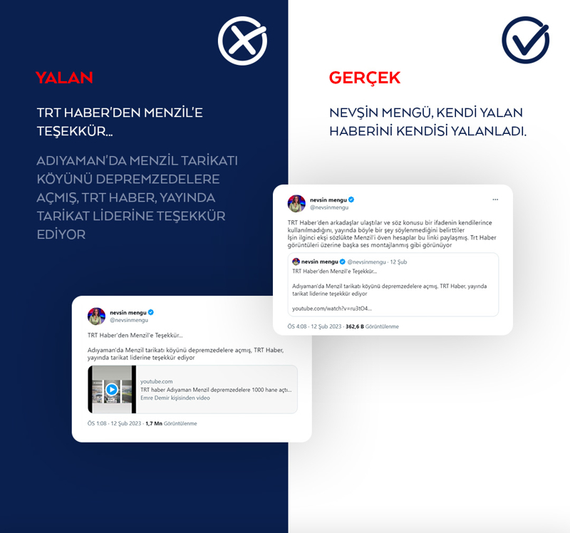 <p>Adıyaman'da Menzil tarikatı köyünü depremzedelere açmış, TRT Haber, yayında tarikat liderine teşekkür ediyor</p>