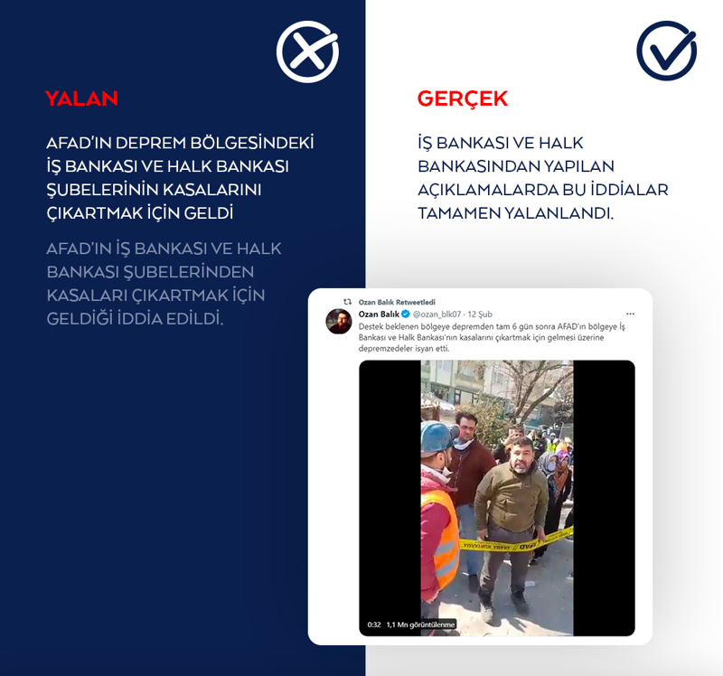 <p>AFAD'ın İş Bankası ve Halk Bankası şubelerinden kasaları çıkartmak için geldiği iddia edildi.</p>