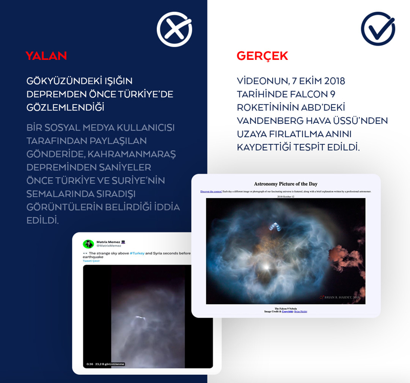 <p>Bir sosyal medya kullanıcısı tarafından paylaşılan gönderide, Kahramanmaraş depreminden saniyeler önce Türkiye ve Suriye'nin semalarında sıradışı görüntülerin belirdiği iddia edildi.</p>