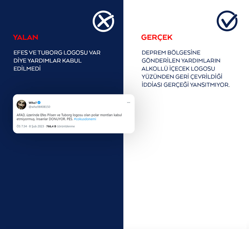 <header><p><strong>Efes ve Tuborg logosu var diye yardımların kabul edilmediği iddiası</strong></p></header>