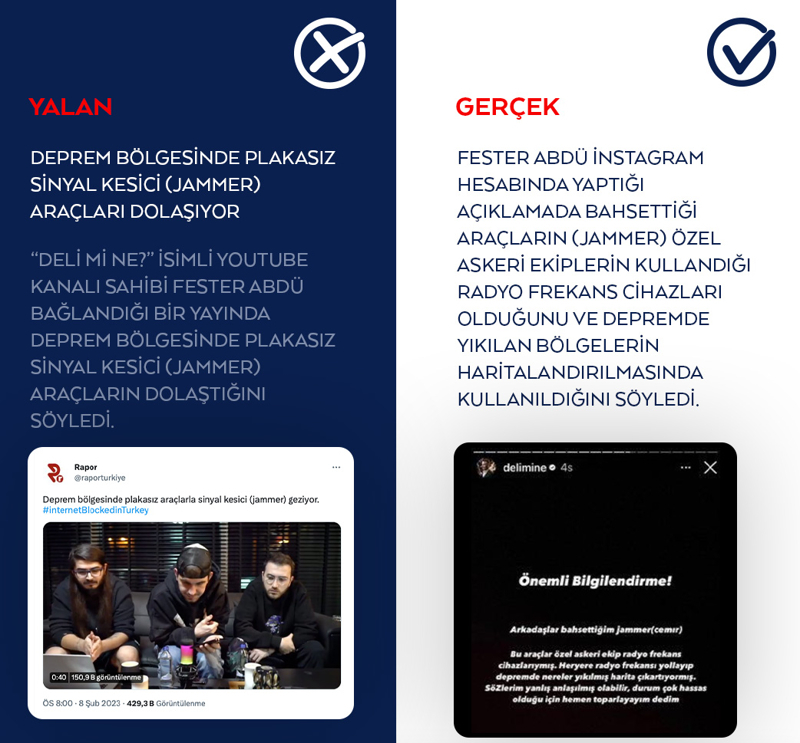 <p><b>'Deli mi ne?' isimli Youtube kanalı sahibi Fester Abdü bağlandığı bir yayında deprem bölgesinde plakasız sinyal kesici (jammer) araçların dolaştığını söyledi.</b></p>