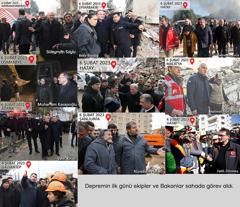 <p>Hava şartlarına rağmen ekipler ve Bakanlar sahada görev aldı. <br></p>