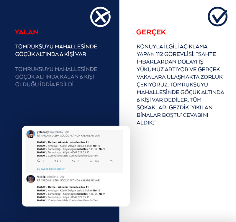 <p>Tomruksuyu Mahallesinde göçük altında kalan 6 kişi olduğu iddia edildi.</p>
