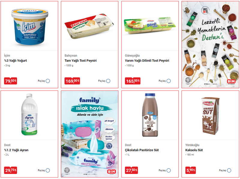 <p>SEK 1 Litre Meyve Aromal ecek eitleri 16,50 TL, Milky Candy Bonbon eker Stl & Kahveli 26,50 TL, Gldal 500 ml Kpk Ocak Frn Temizleyici 22,50 TL, Tadelle 535 gr Stl ikolata Kaplamal Gofret 29,50 TL, Bebeto 160 gr Kola Aromal Eki Yumuak eker 18,50 TL, Gneolu 1000 gr Yarm Yal Dilimli Tost Peyniri 165 TL, Haribo Cappuccino 130 gr Aromal Yumuak eker 12,50 TL,</p>