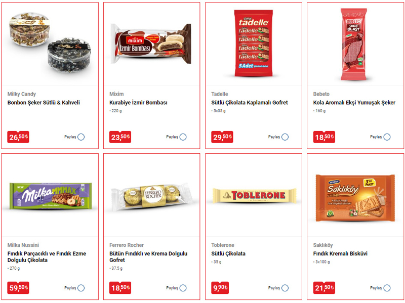 <p>BM'de bu hafta; Duru 108 gr iya Tohumu 13,25 TL, Tamek Ekonomik 2'li Paket 44,75 TL, Superfresh 405 gr Kark Pizza 65 TL, Nutfest 150 gr tr Leblebi 13,75 TL, Dost 330 ml Bademli ecek 14,50 TL, Superfresh 250 gr Pizza Tost 29,50 TL, Toblerone 35 gr Stl ikolata 9,90 TL, Topitanem 49 gr Meyve Toplar 9,50 TL, Dost %1.2 2 Litre Yal Ayran 29,75 TL, Yrkolu 180 ml Kakaolu St 5,90 TL, Doanay 2 Litre algam Suyu 29,50 TL olarak raflarda yer alacak.</p>