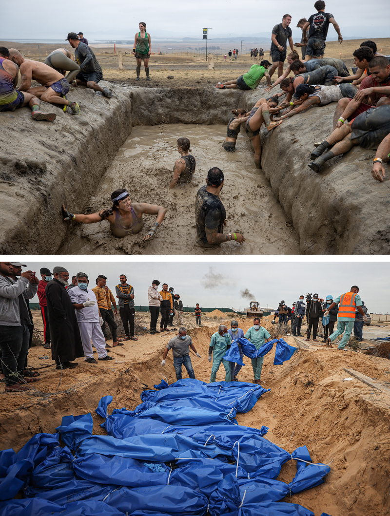 <p>ABD'nin Kaliforniya eyaletinde düzenlenen, dünyanın en zor koşusu olduğu kabul edilen 'Tough Mudder' yarışmasına birçok sporcu akın etti. Eski bir terörle mücadele görevlisi tarafından oluşturulan etkinlikte sporcular, zorlu ve çamurlu birçok parkurda dayanıklılıklarını test etti (üstte). <br><br>İsrail ordusunun Gazze Şeridi'ne yönelik saldırılarda hayatını kaybeden ve naaşları İsrail makamlarınca alıkonulan Filistinliler, İsrail tarafından Kızılhaç Örgütü yoluyla Gazze'deki ilgili makamlara teslim edildi. Cenazeleri teslim alınan 111 Filistinlinin naaşı, Han Hunus kentindeki mezarlıkta, toplu mezarda defnedildi (altta).</p>
