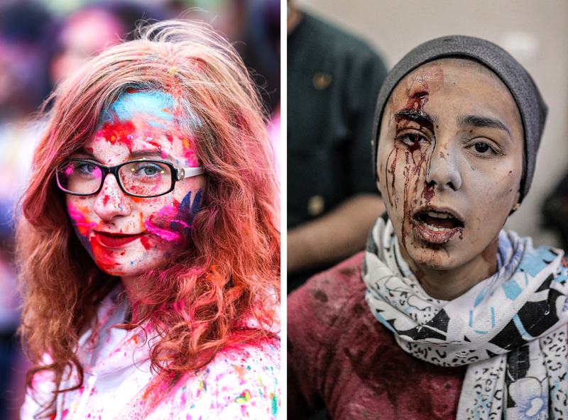 <p>Hindistan'da 'renklerin festivali' olarak bilenen 'Holi Festivali', ABD'nin New York kentinde kutlandı (solda).<br><br>İsrail ordusunun Gazze Şeridi'ne yönelik havadan, denizden ve karadan düzenlediği saldırıları devam ederken, Han Yunus'a düzenlenen saldırılar sonucu ölü ve yaralıların olduğu bildirildi. Saldırıda yaralanan Filistinliler, Nasır Hastanesi'ne getirildi (sağda). </p>