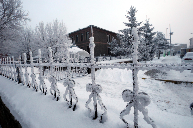 <p>Ağrı'da nehir ve dereler buz tuttu, çatılarda sarkıtlar oluştu. Taşlıçay ilçesinde de ev ve iş yerlerinin camları buzla kaplandı.</p>