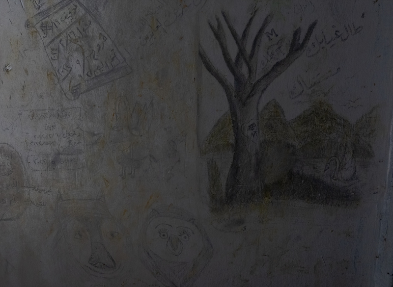 <p>Arap�a 'Sana s���nd�k ya Ali', 'Seni �zledim', 'Annem', 'En zor ayr�l�k', 'Allah'�m bizi kurtar', 'Bu kabus yar�n son bulacak' ve '�nsanl�k ihanet, yalan ve z�l�m' gibi s�zlerin yaz�ld��� duvarlarda a�a�lar, evler, bulutlar, g�ky�z�, hapse d��en arkada�lar�n isimlerinin oldu�u listeler, zaman� takip edebilmek i�in takvimler, grafitiler, g�nleri saymak i�in �entikler ve tablolar i�indeki g�nl�kler de duvar yaz�lar�nda yer ald�.</p>