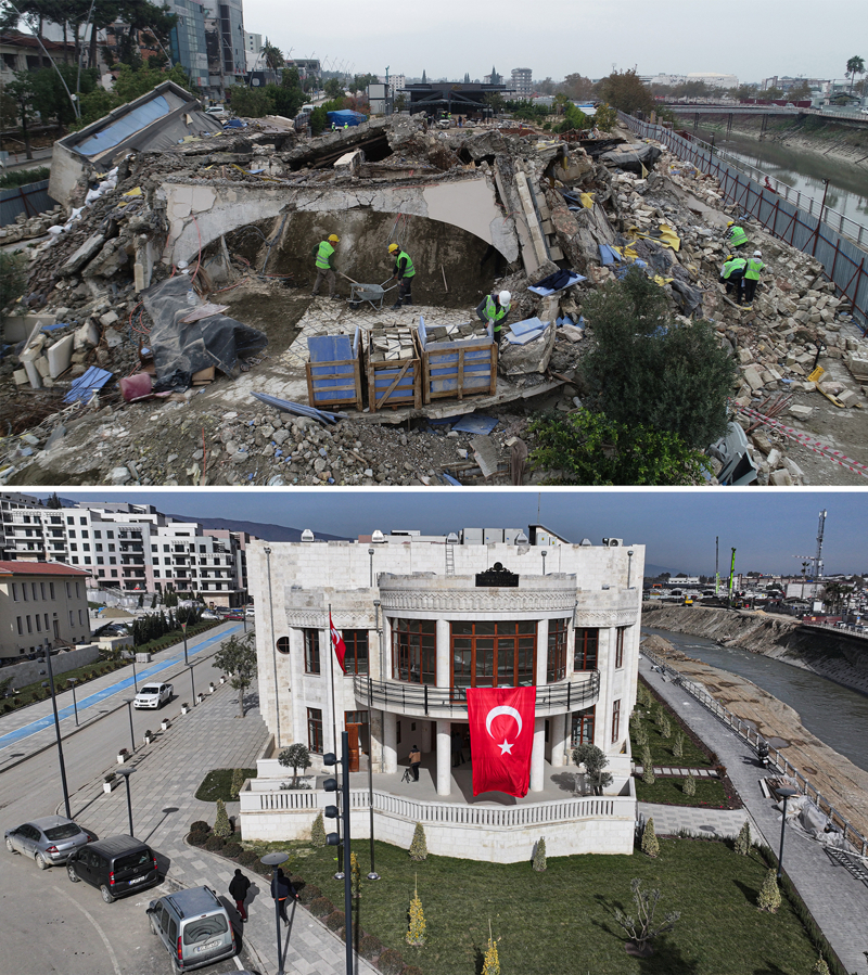 <p>Kay�tlarda, 2023'teki y�k�mlarda enkaza d�nen alanlar�n yerlerine yeniden in�a edilmi� yap�lar g�r�l�yor.</p>