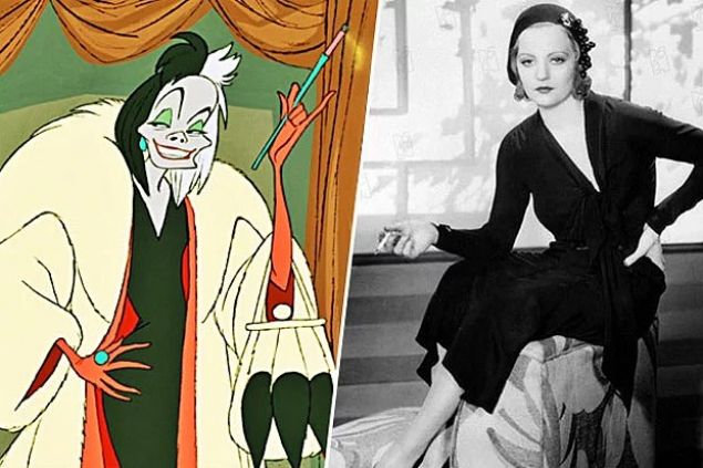 Cruella,101 Dalmayal  Gerilim sinemasnn en nemli ustalarndan Alfred Hitchcock'un Lifeboat (1943) adl filminde, gazeteci Connie Porter rolnde grdmz Tallulah Bankhead, ksmen de olsa Disney klasiklerinden 101 Dalmayal (1961)'nn kt karakteri Cruella'ya ilham vermitir.     