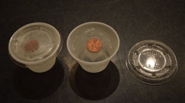       Bir bardan ierisine su doldurun ve buzlua koyun. Bardaktaki su donduktan sonra zerine bir tane demir para yerletirin ve buzluu kapatn.  