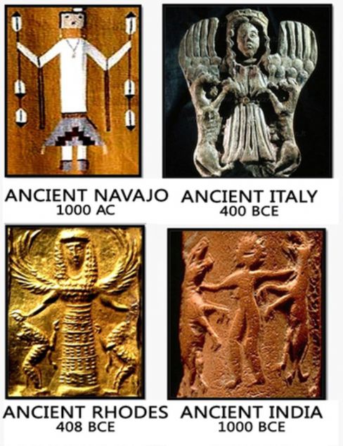 Bu cisimler genellikle hayvanlar, genellikle ylanlar, ancak bazen bitki rts veya sihirli deneklerdir. Resim, simgenin pozu gibi neredeyse daima mkemmel simetriktir.          