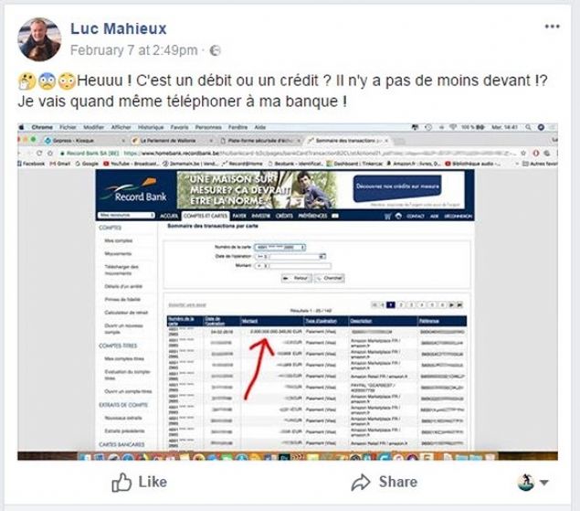  Mahieux, g�venli olmad���n� d���nd��� internet �zerindeki bir al�� veri� sitesi taraf�ndan kesilen 35 euroluk otomatik �demenin de durdurulmas� talimat� verdi.<br><br>    Banka, otomatik �demeyi durdurdu. Hesaptan kesilen 35 euroyu da geri �ekerek Bel�ikal� m��terinin hesab�na yat�rd�.      