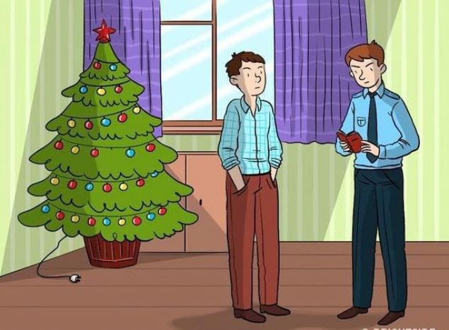  Polis arkadaki ylba aacnn sslerinden bazlarnn eksik olduunu ve daha fie bile taklmadn grnce hrszlkla sulanan adamn doru, komusunun yalan sylediini anlad.    