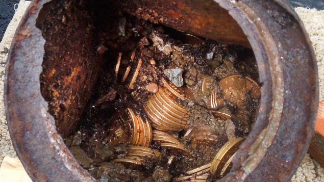    2013�te evli bir �ift, kendi arka bah�esinde k�pe�iyle y�r�rken gizli hazineyi buldu. Pasl� bir kutu yerden ��karm�� ve i�inde alt�n para bulmu�lard�. 1847�den 1894�e kadar darbeli sikkelerle dolu sekiz kutu kaz�lm��t�.    