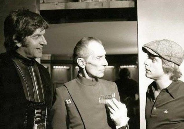                                                                 Mark Hamill, Peter Cushing ve David Prowse (1977)                                                          