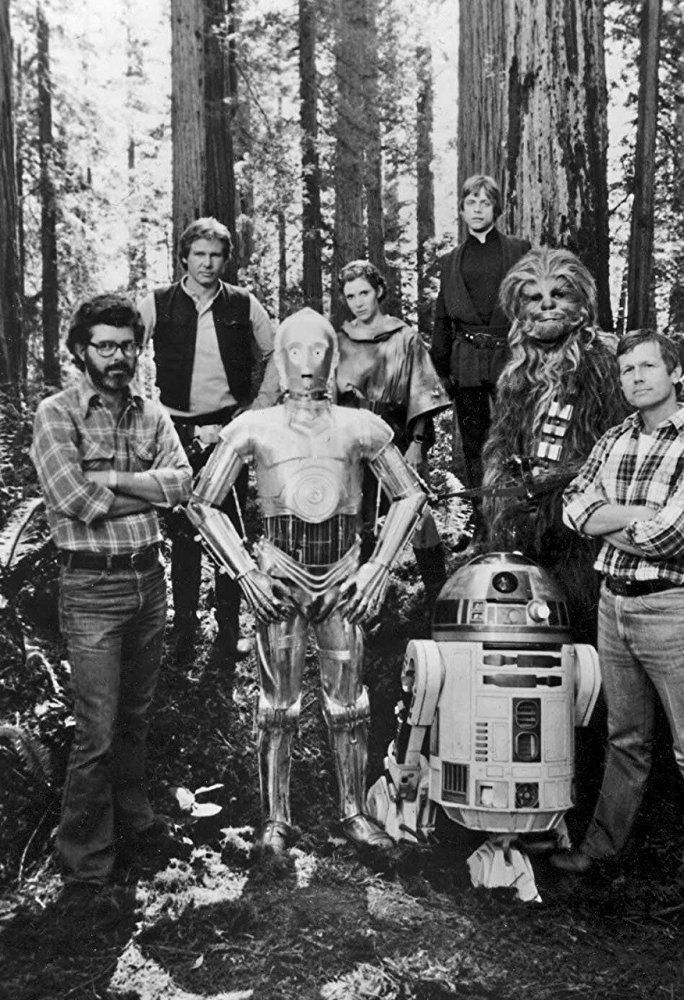                                                                 Harrison Ford, George Lucas, Anthony Daniels, Carrie Fisher, Mark Hamill, Kenny Baker, Richard Marquand ve Peter Mayhew / Star Wars: Episode VI - Return of the Jedi (1983)                                                          