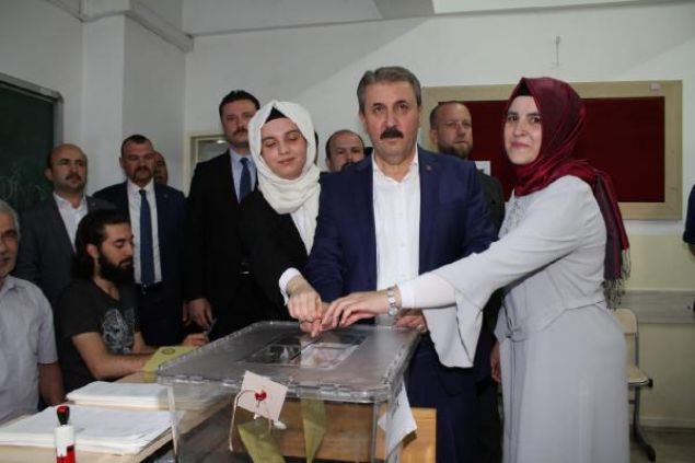                                                                 DEST�C�'N�N SANDI�INDAN ERDO�AN �IKTI... BBP Genel Ba�kan� ve AK Parti Ankara Milletvekili Aday� Mustafa Destici'nin oy kulland��� sand�ktan cumhurba�kan� adaylar�ndan Recep Tayyip Erdo�an birinci ��kt�. Cumhurba�kan� se�imi i�in Destici'nin oy kulland��� Ke�i�ren'de Fethiye Kemal Mumcu Anadolu Lisesi'ndeki 3203 numaral� sand�ktan ��kan 323 oydan 7'si ge�ersiz say�ld�. Sand�ktan cumhurba�kan� adaylar�ndan Recep Tayyip Erdo�an'a 166, Muharrem �nce'ye 112, Meral Ak�ener'e 33, Temel Karamollao�lu'na 5 oy ��kt�.                                                       