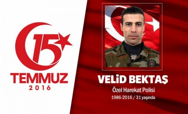 30 yandaki Velit Bekta, zel Harekat Polisiydi. 15 Temmuz gecesi darbecilerin ele geirdii sava uaklaryla Glba'ndaki zel Harekat Daire Bakanl'n bombalamas sonras ehit dt. zel Harekat Polisi Velit Bekta, memleketi Mardin Midyat'ta son yolculuuna uurland, baba ocanda taziye adrlar kuruldu. Damat olduu Bolu'da da halk, onun iin yrd. ehit polis memurunun Bolulu ei Meryem Bekda,  Eim ehit olmay ok isterdi. ' ehitlik mertebesi en yksek mertebe. Keke bana da nasip olsa.' derdi. yle de oldu. Allah inallah ehadetini kabul eder. Bu vatan iin gnln verenlere hakkmz helaldir.' dedi.   