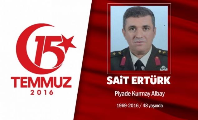 stanbul'da darbe giriiminin engellenmesinde kritik bir rol oynad, kahramanca mcadele etti, hain darbecilerin ehit ettii en st dzey asker oldu. 47 yandaki Piyade Kurmay Albay Sait Ertrk, Topkule 66'nc Zrhl Tugay'nda grev yapyordu. 15 Temmuz gecesi, arkada Piyade Albay Davut Ala ve polislerle tugaya gitti. ki tim, tanklarn, silahlarn ve askerlerin dar kmasn engelleyerek, tugay iindeki hareketlenmeyi durdurdu. Piyade Kurmay Albay Sait Ertrk darbeci hainlere, 'Yaptmz vatan hainliidir. Teslim olun' deyince ehit edildi. Yanndaki Albay Davut Ala da, hain saldrdan 7 kurun yarasyla kurtuldu. Kahraman Trk subay Sait Ertrk, ardndan 8 ve 18 yalarnda iki kz ocuu ve eini brakt. Piyade Kurmay Albay Sait Ertrk'n cenazesi, Ankara'da Cebeci ehitlii'nde defnedildi.          