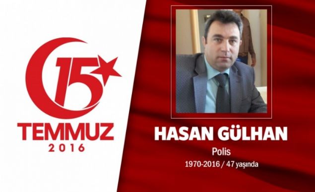Aabeyi askerdi, terrle mcadelede ehit dt, kendisi hain darbecilerin saldrsnda ehitlik makamna ulat. 46 yandaki Hasan Glhan, 19 yl polis memuruydu.Evli ve 2 ocuk babasyd.15 Temmuz gecesi hain darbe giriimi srasnda Emniyet Genel Mdrl'ne dzenlenen saldrda ehit dt. ehit polis memuru Hasan Glhan, memleketi ankr'da son yolculuuna uurland. Glhann cenazesi 2001 ylnda ehit den bordo bereli aabeyi stemen aabeyi Ylmaz Glhan'n mezarnn yannda topraa verildi.               