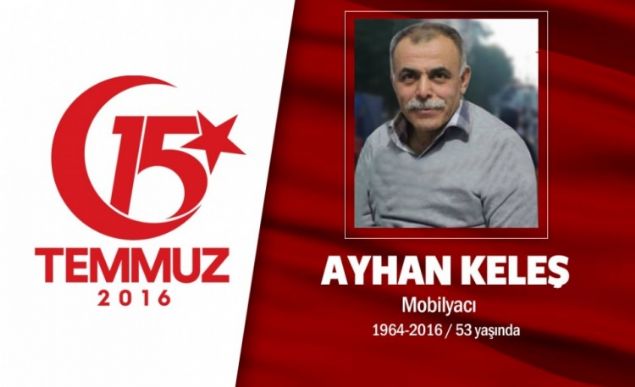  52 yandaki Ayhan Kele, mobilyaclk yapyordu. 15 Temmuz gecesi bakent Ankara'da Cumhurbakanl Klliyesi evresinde dzenlenen saldrda ehit oldu. Kele'in Trk bayrana sarl tabutuna sarlan ei Fadik ile ocuklar Tolga ve Fazl Kele, gzya dkt. Ayhan Kele, cenazesi memleketi Krehir Kaman lesi'nde son yolculuuna uurland. Kele'in, Kurancl Kasabas Belediye Meydan'nda kendi adna bir saat kulesi dikildi ve naa Kurancl Kasabas ehitlik Mezarl'nda defnedildi.      