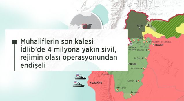                                                                                  �DL�B'� ESAD'IN ALMASI NE ANLAMA GEL�R? : �dlib, 2011'de ba�layan sava�ta muhaliflerin elinde kalan son b�y�k yerle�im b�lgesi. Suriye ordusunun kapsaml� bir harek�tla bu vilayeti muhaliflerden geri almas� uzmanlara g�re 'yedi y�ld�r s�ren sava�� Be�ar Esad'�n kazand���' anlam�na gelecek.                                                                                            