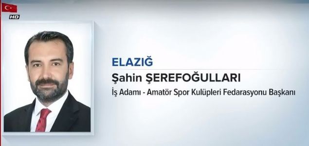                                                                 ELAZI�<br>  �AH�N �EREFO�ULLARI<br>  ��ADAMI � AMAT�R SPOR KUL�PLER� FEDERASYONU BA�KANI<br><br>                                                          