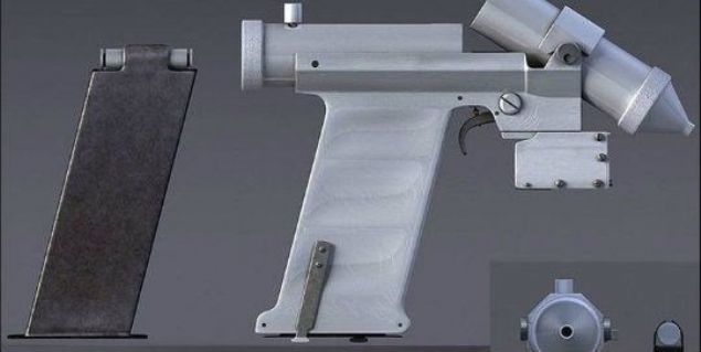  KOZMONOTLAR ���N GEL��T�R�LEN 'UZAY TABANCASI'    SSCB'nin uzayda kullan�ma uygun olacak bir lazerli tabas� tasarlad��� y�llar sonra ortaya ��km��t�.    Ancak So�uk Sava� d�neminde tasarlanan bu tabancan�n uzaya hi�bir zaman ��kar�lmad��� belirtildi.    