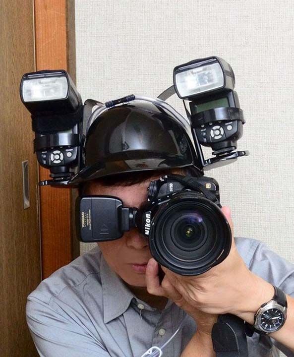 ini daha iyi yapabilmek iin ilgin bir zm bulan fotoraf Mickey Mouse apkasn profesyonel ekipman ile birletirdi.  <br><br>  Ancak byle ilgin zmler bulan tek isim Nishihiro deil!  