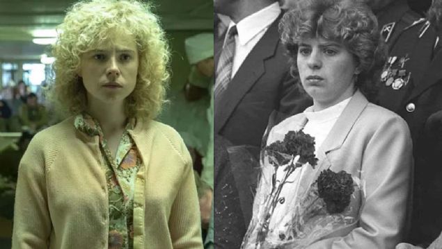 2. Lyudmila Ignatenko rolndeki Jessie Buckley / Vasilynin ei  <br><br>  tfaiyeci Vasily Ignatenko'nun kars Lyudmila, kocasnn ac ekerek lmesini izledi.   <br><br>  Hastanenin radyasyonlu kiilerden uzak durma uyarsn dikkate almad. Kocasn kaybettiinde hamileydi ve kazadan birka ay sonra doum yapt.   <br><br>  Ne yazk ki bebei karacier sirozu ve kalp hastal nedeniyle hayatn kaybetti.         