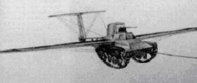 Uan Tanklar   <br><br>  Japon ordusunun sava srasnda karlat en byk problem, tanklar gibi ar silahlar, bir adadan dierine aktarmakt.  <br><br>  Bu sorunun zm de uan, daha dorusu szlen, tanklar retmek olarak grlmekteydi. Bu hafif tanklar, ayrlabilen kanatlar ve kuyruk takmna sahiplerdi.  <br><br>  Ancak tankn paletleri bu initen salam kurtulamayaca iin, araca ayrlabilir bir ift kzak da eklenmiti.       