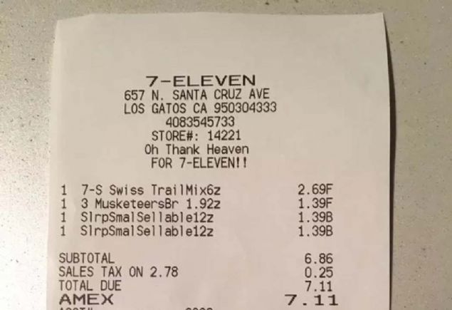 15. 7-Eleven isimli marketten al��veri� yapan bir m��terinin fi�i. Tutar ise; 7.11.    